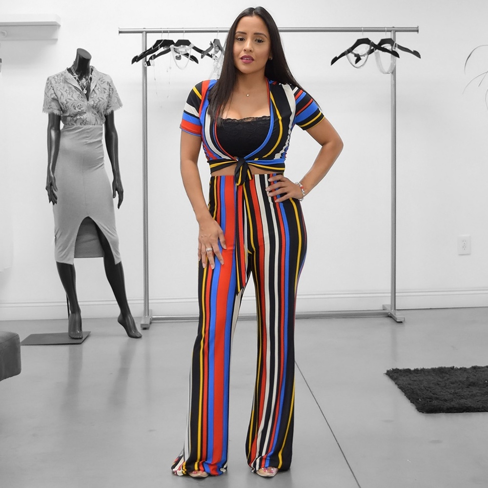 'Venecia' Stripe print two-piece set